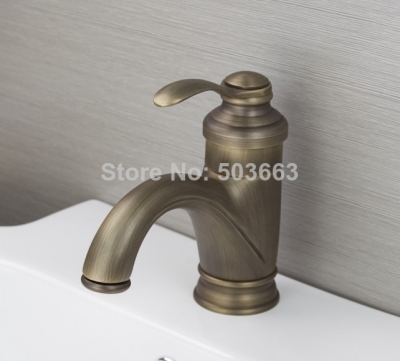 e-pak 8653/15 short deck mount antique brass bathroom basin sink deck mount tap vanity vessel single handle mixer tap faucet [worldwide-free-shipping-9794]
