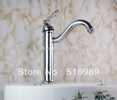 flexible chrome brass kitchen faucet swivel spout single handle silver tree238 [bathroom-mixer-faucet-1730]