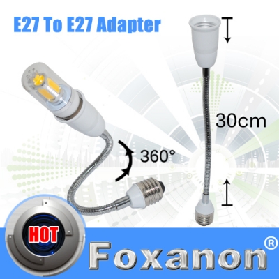 foxanon brand e27 to e27 flexible 30cm extend base led light adapter converter socket 1pcs/lot