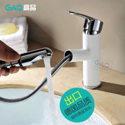 gao copper choula basin faucet pull and cold wash basin white paint tap ceramic color mixer brass torneira banherio grifo