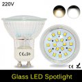 gu10 spotlight 2835 cob 18leds 220v 5w led glass lamp body gu 10 spot light led bulb downlight lighting 10pcs/lot
