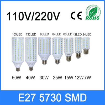 high power ac110v 127v 220v led lamp smd5730 5630 corn bulb light e27 e14 7w 12w 15w 25w 30w 40w 50w cob spotlight ceiling light [e27-led-bulbs-3210]