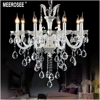 indoor lighting crystal featured chandelier lamp white glass light fixture candle chandeliers pendelleuchte with 8 lights md8340