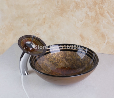 l-4183-1 good quality deck mounted victory washbasin tempered glass sink set with brass faucet glass basin set