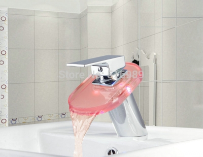 led light bathroom basin sink faucet tap waterfall leon29 [led-faucet-5504]