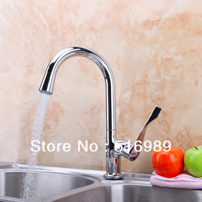 new 2014 kitchen sink & vessel mixer tap singe hole swivel chrome led faucet ys-8063 [kitchen-mixer-bar-4369]