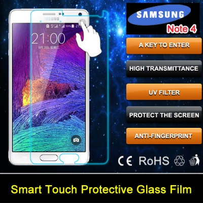 premium tempered glass screen protector for samsung galaxy note 4 0.3mm 2.5d smart touch tempered glass protective film [smart-touch-glass-screen-8579]