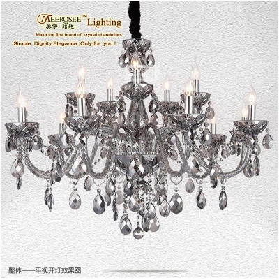 promotion massive chandelier lights crystal with beads vintage smoky gray cristal chandelier pendelleuchte lusters mds07-l10+5