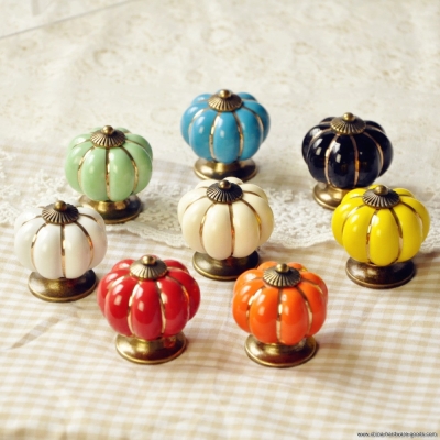 pumpkin ceramic knob for kids/ children, kitchen ceramic door cabinets cupboard knob and handles dia 40mm 2pcs