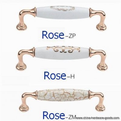 rose golden ceramics furniture handle drawer handle 128mm holes 3 choices [Door knobs|pulls-195]