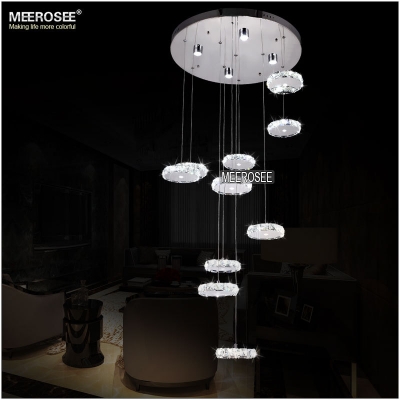 round led crystal ceiling light fixture crystal ring lustre de sala led lamp for stairs staircase hallway, lobby md2337
