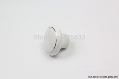 single hole white ceramic cabinet handles with golden edge kitchen dresser knobs drawer handles [Door knobs|pulls-1592]