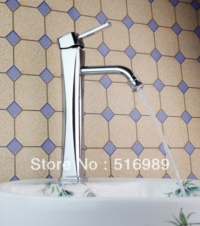 the geometric waterfall single hole chrome bathroom vessel sink faucet tree207 [bathroom-mixer-faucet-2008]