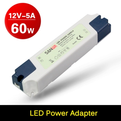 ultra thin dc12v 5a ac100-240v converter adapter led power supply for led strip lighting 3528 5050 led ribbon with ce rohs fcc [led-strip-power-adapter-6291]
