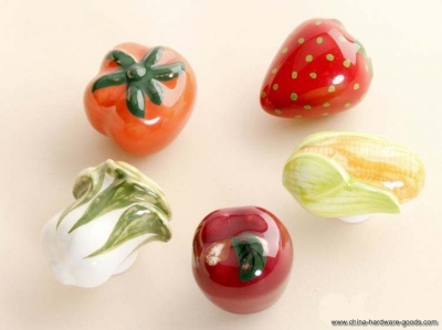 10pcs cartoon style ceramic knob sepcial for kids/kitchen ceramic door cabinets cupboard knob and handles tomato,apple,corn etc. [Door knobs|pulls-2029]