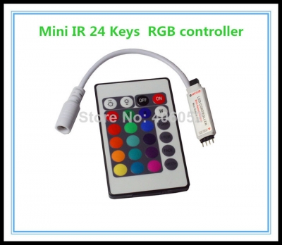10pcs/lot mini 24key led controller rgb color with remote control mini dimmer for 5050 / 3528 led strip lights 12v [led-controller-4920]