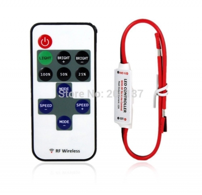 10pcs mini 24key led controller single color with remote control mini dimmer for 5050 / 3528/ 5730 led strip lights 12v [led-controller-4906]