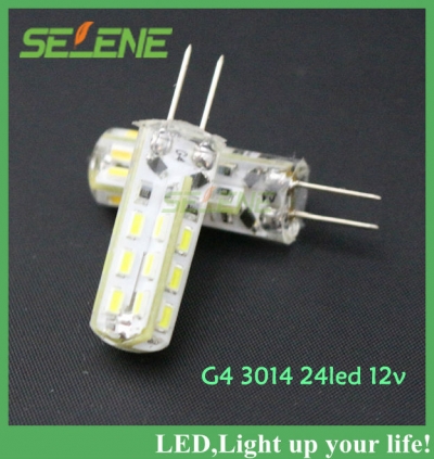 10pcs new arrival g4 2w 24 smd 3014 led bulbs chandelier crystallights dc 12v non-polar warm/cool white 10pcs/lot