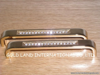 128mm l135xh20mm/ golden crystal glass zinc alloy furniture cabinet handle /drawer handle [Door knobs|pulls-2293]