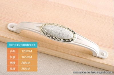165mm ivory crack ceramic handle countryside drawer cupboard doorknob handle whole [Door knobs|pulls-793]