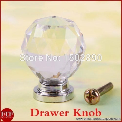 1pcs 30mm crystal cupboard drawer cabinet knob diamond shape pull handle #06