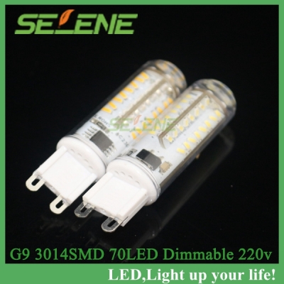 1ps/lot 2014 newest g9 dimmablece rohs led lighting 220v/110v 7w 3014 smd lamps pc cover light corn bulb 3014smd 70leds lights [g9-lamp-3534]