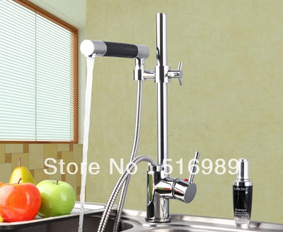 2014 sell spring adjust height kitchen sink vessel solid brass faucet with two spouts ds-92350