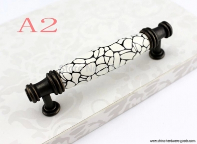 2pcs black and white rock crack archaize ceramic craze handles bedroom chest drawer pulls(l:120mm d:20mm) [Door knobs|pulls-1665]