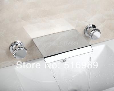 3 pcs bathroom bathtub waterfall faucet set chrome finish 05f [3-pcs-bathtub-faucet-set-604]