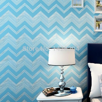 3d pvc self-adhesive wall paper thickened modern minimalist blue striped ripple wallpaper for dormitory