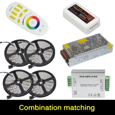 4*5m 20m 5050 rgb led strip light 60leds/m led tape + wireless touch remote controller + 24a amplifier + dc 12v 20 a power