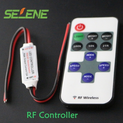 50pcs mini rf led controller single color with wireless remote control mini dimmer for 5050 / 3528 led strip lights 5-24v