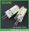 5pcs new arrival silicone spot light g4 6w 64 smd 3014 led bulbs chandelier crystal lights ac 110-220v white or warm white