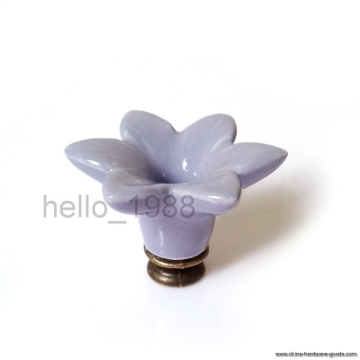 5pcs violet flower ceramic cabinet knob drawer knob cupboard knob closet dresser knob kitchen handles h1561