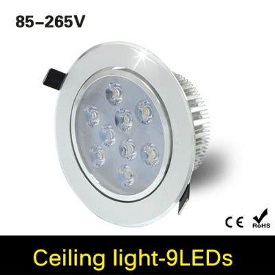 aluminum body 9 x 3w cree led ceiling lamp 27w recessed downlight ac 110v / 220v with led driver for home indoor lighting 4pcs [led-downlight-5349]