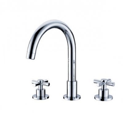 bathroom tap solid brass chrome finished 3 pcs faucet set 2 handles sink basin faucet, basin mixer tap bf021 [basin-faucet-60]