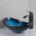 bathroom tempered glass basin sink set with oil rubbed bronze finish faucet taps,bathroom water drain 42638255-1