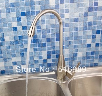 brass brushed nickel single handle swivel 360 kitchen basin sink faucet mixer tap w/spray mak44