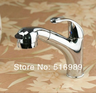 brass chrome basin kitchen sink faucet cold washing pull out cleaning tap a-056