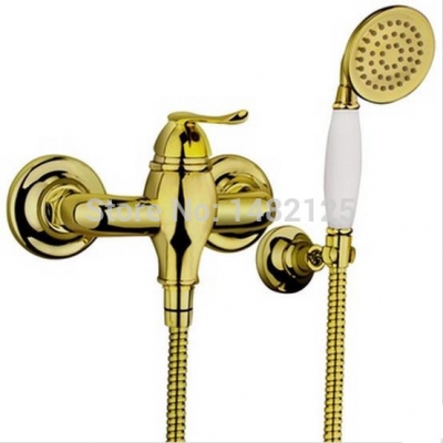 brass construction golden wall mounting bathtub faucet
