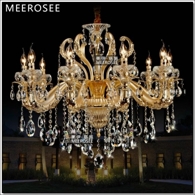 ! classic 10 arms crystal chandelier light fixture lustre hanging lamp for el lobby villa md3225 l18 d870mm h680mm