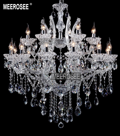clear chrome candle chandelier lighting massive chandelir cristal pendelleuchte lampshades lustre living glass arms 18 lamps
