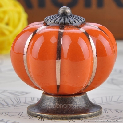 creative ceramic pumpkin knobs handle door cabinet cupboard pull drawer locker zmhm375 [Door knobs|pulls-220]