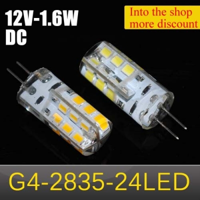 dc12v g4 1.6w warm white and white 24led silica gel shell 2835 smd light lamp bulb high power 10pcs/lot