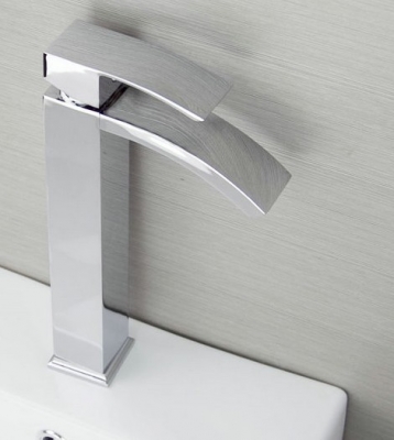 deck mount single handle wash basin single hole waterfall faucet bathroom basin brass mixer tap - chrome bre524