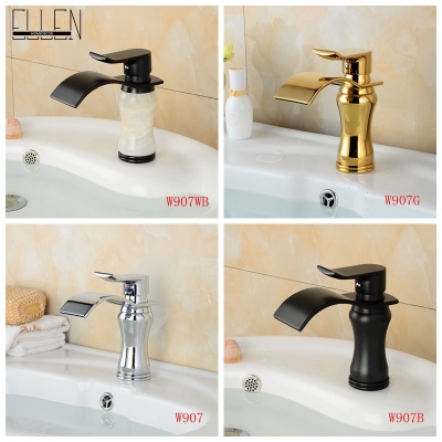 deck mounted modern bathroom sink faucet chrome gold and oil rubbed bronze stone faucets single handle torneira [led-amp-waterfall-faucet-6369]