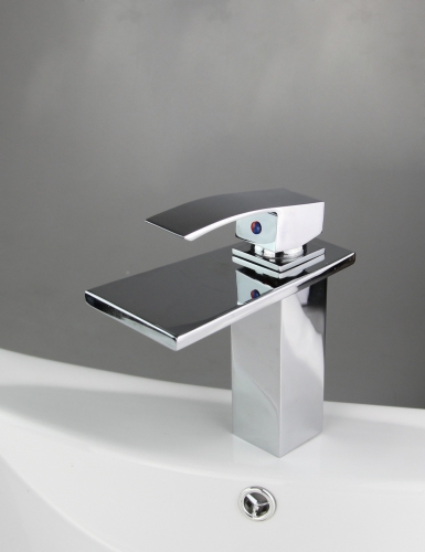 deck mout waterfall spout modern single handle waterfall tap bathroom chrome brass basin faucet nb-018