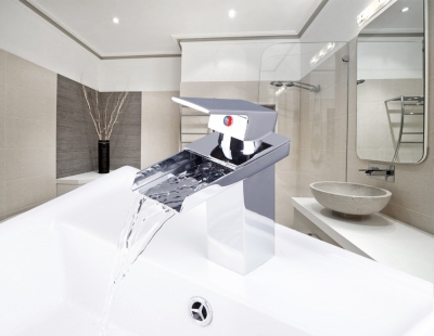 e-pak l8259 good quality deck mounted waterfall spout single handle chrome bathroom basin mixer tap basin faucet