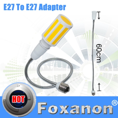 foxanon brand e27 to e27 60cm length flexible extend extension led light lamp bulb adapter converter socket holder 10pcs/lot