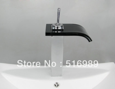 glass design black deck mounted bathroom chrome faucet mixer basin faucet vessel tap sink nb-047 [glass-faucet-3657]